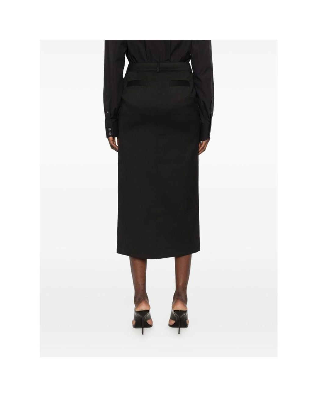 Frankie Shop Black Maybelle Front Slit Pencil Skirt