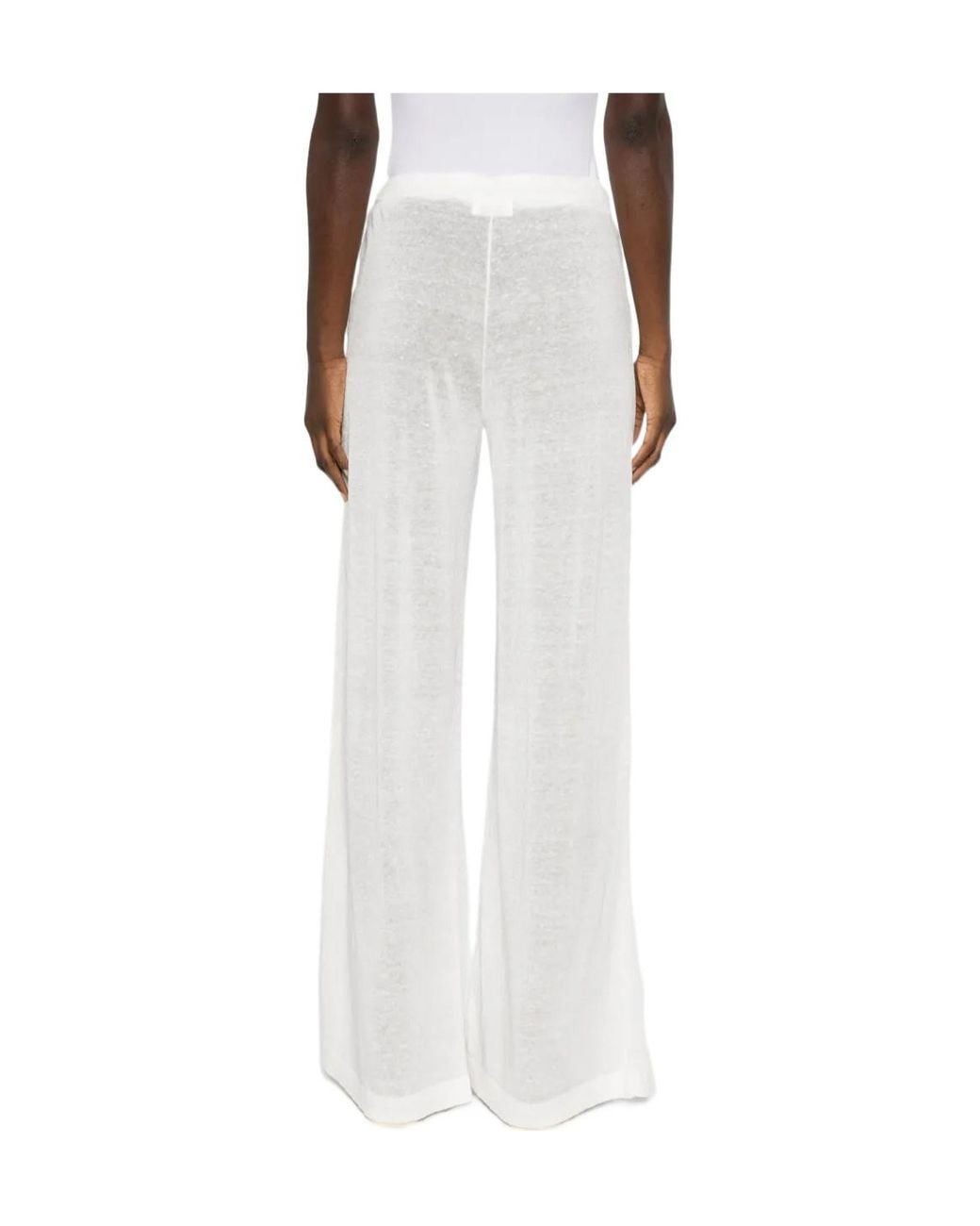 P.A.R.O.S.H. White Wide-Leg Pants With High Waist