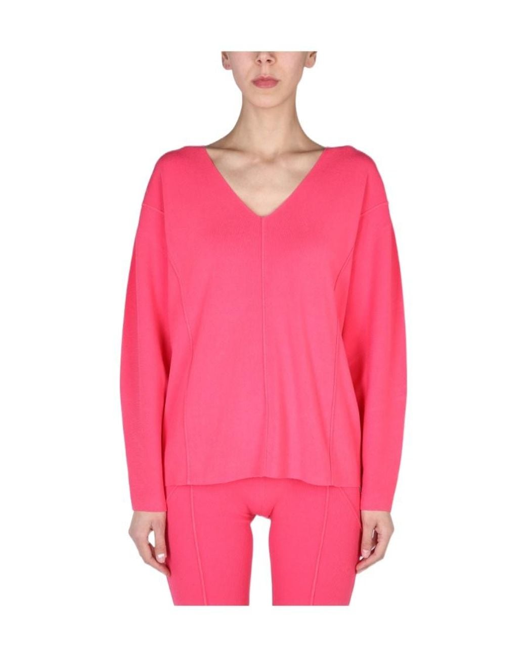 Helmut Lang Pink V-Neck Long-Sleeved Jumper