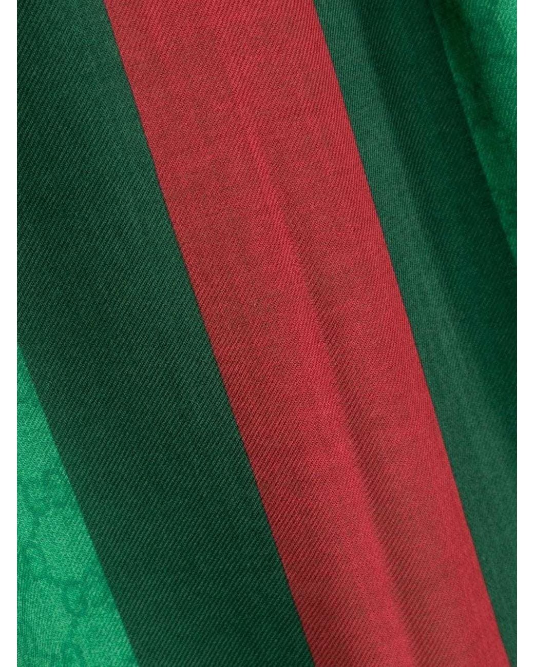Gucci Green Gg Monogrammed Web-Stripe Scarf for men