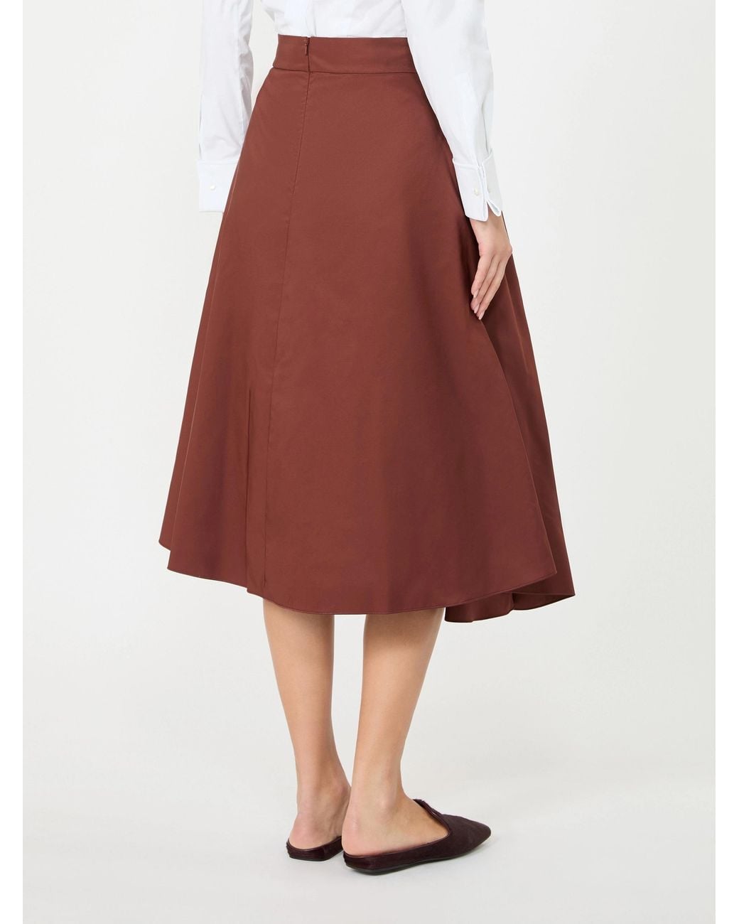 Max Mara Red Draped A-Line Skirt