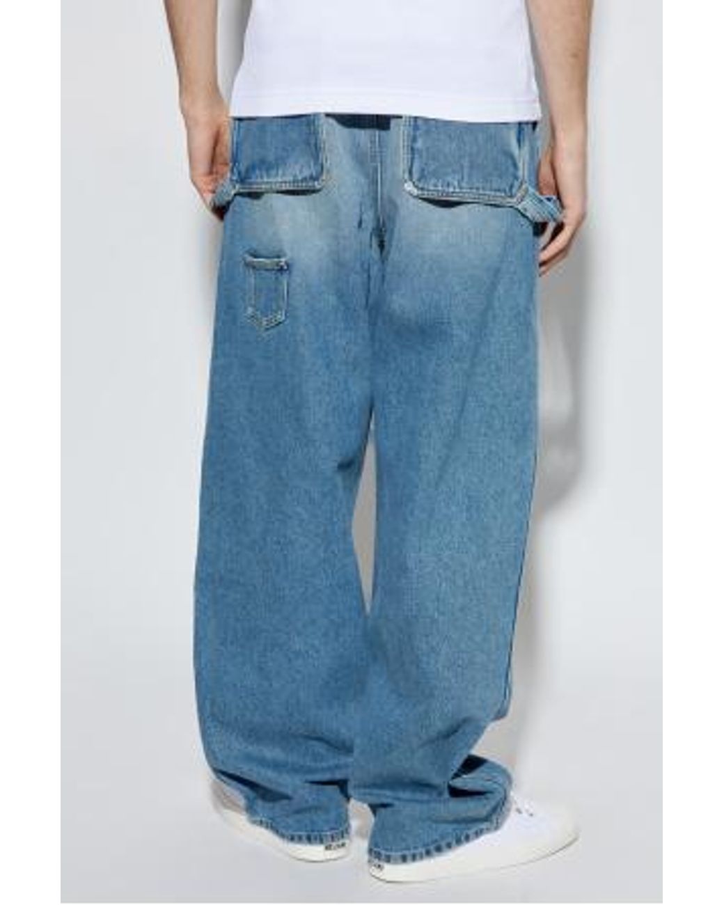 Moschino Blue Distressed Straight-Leg Jeans for men