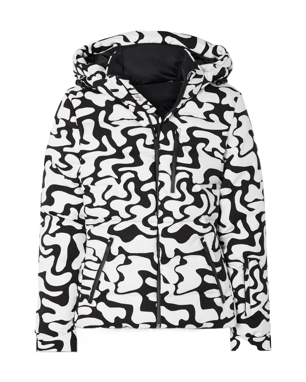 Aztech Mountain Black Hooded Printed Down Ski Jacket