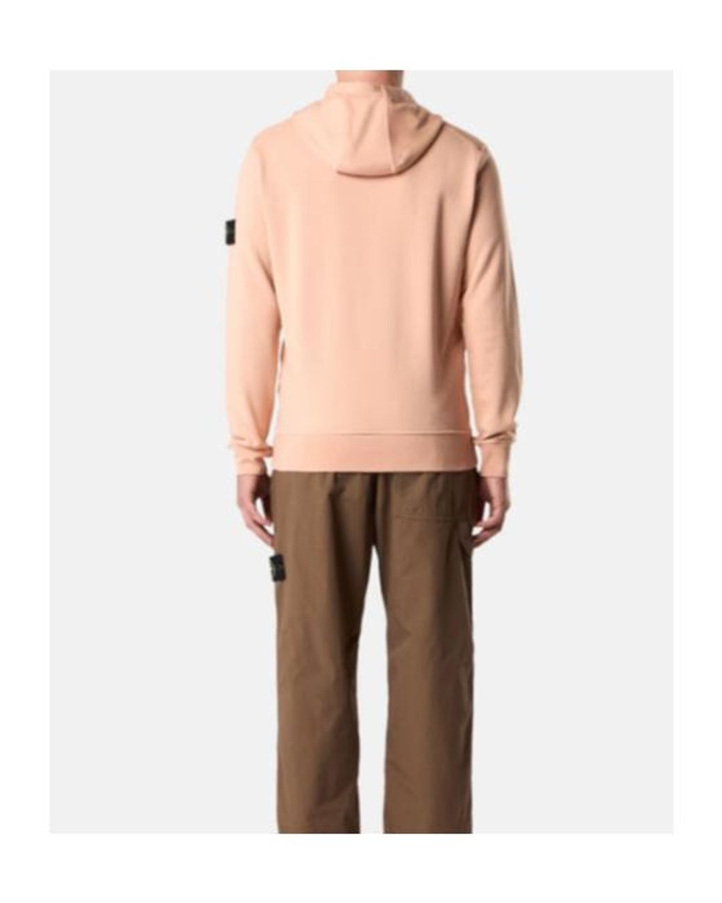 Stone Island Pink Logo Patch Drawstring Hoodie for men