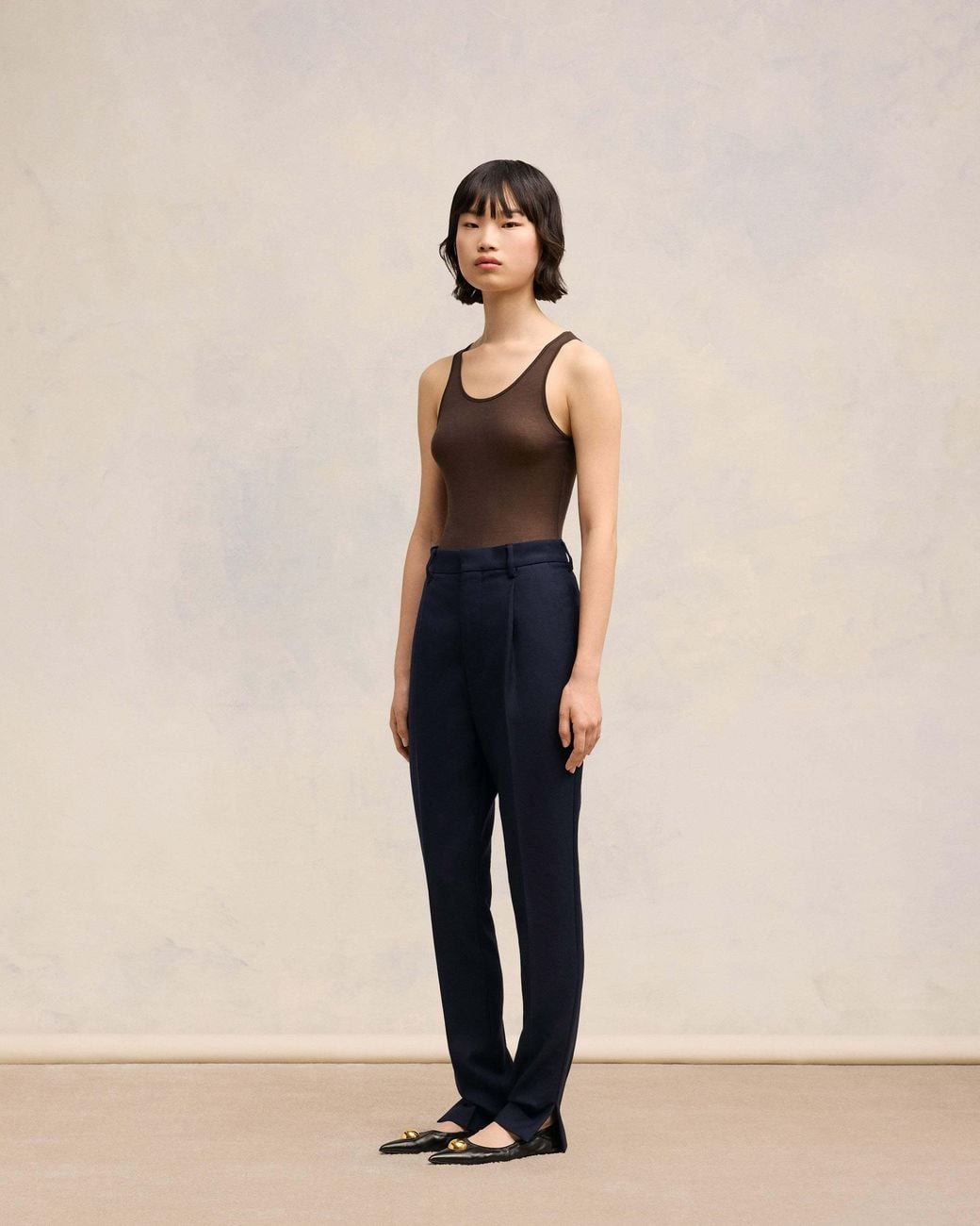 AMI Blue Ami High Waisted Cigarette Trousers