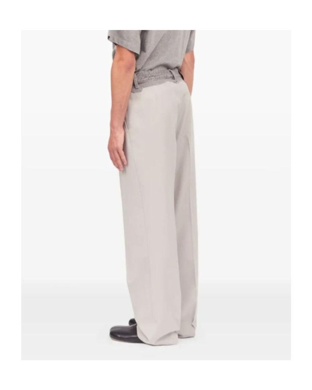 MM6 by Maison Margiela Gray Belted Pleated Trousers for men