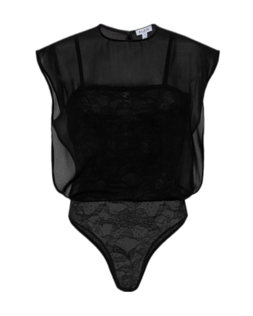 Alaïa Black Alaïa Georgette Bodysuit Top