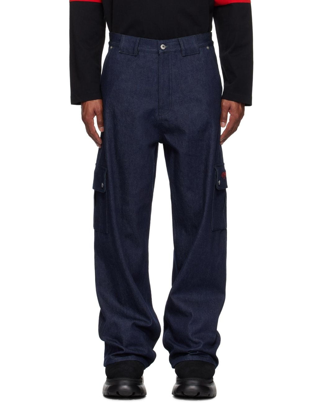 Off-White c/o Virgil Abloh Blue Script Cargo Jeans for men