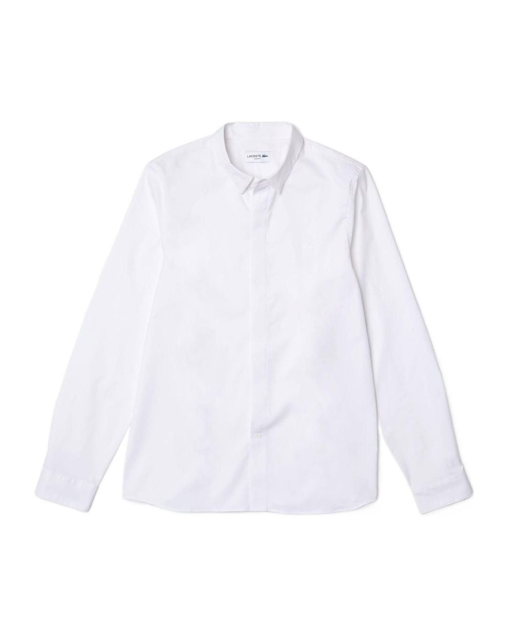 Lacoste White Slim Fit Concealed Placket Poplin Shirt for men