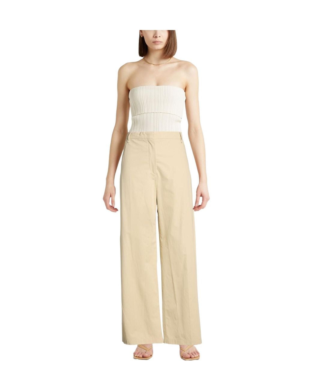 Sportmax Natural Plain Colour Casual Trousers