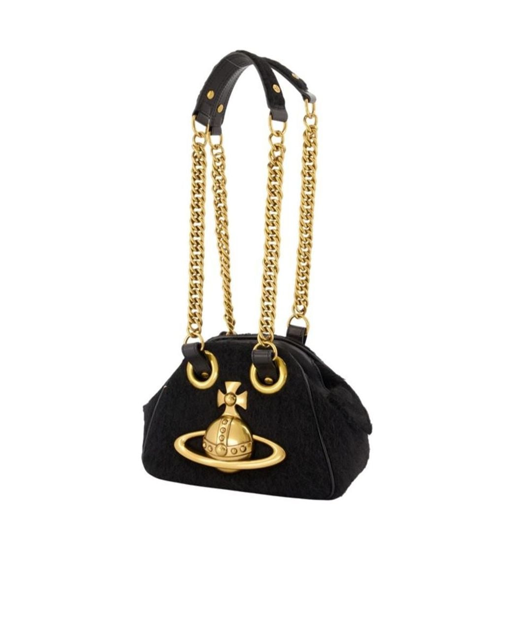 Vivienne Westwood Black Archive Orb Chain Tote Bag