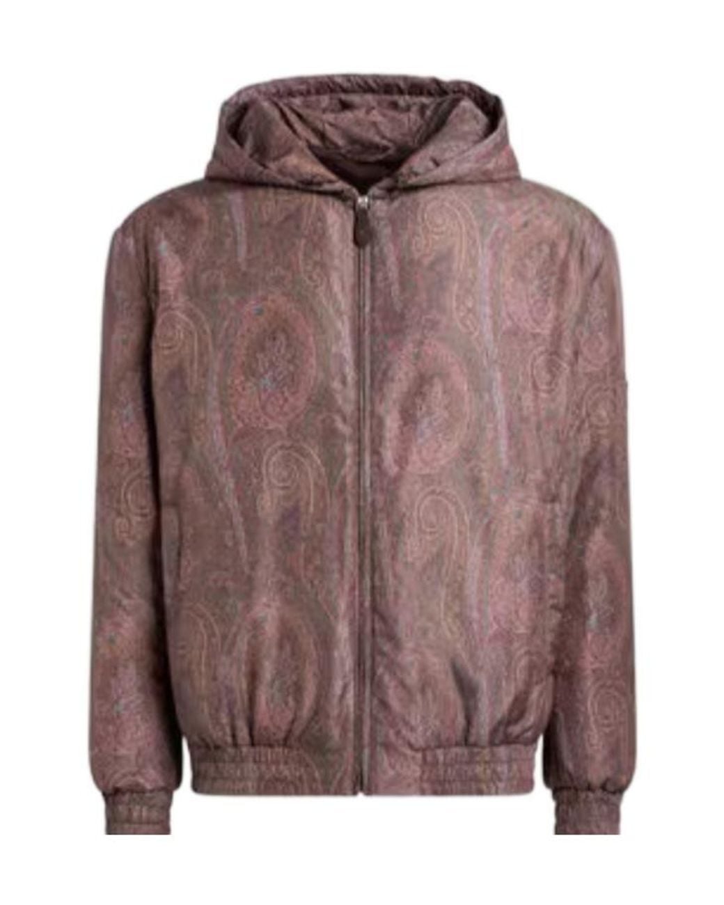 Etro Brown Pattern-Printed Zipped Hooded Jacket for men