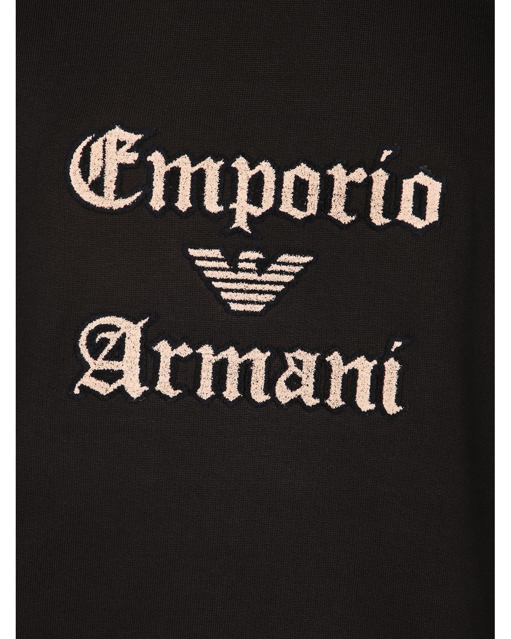 Emporio Armani Black Embroidered Logo Hoodie for men