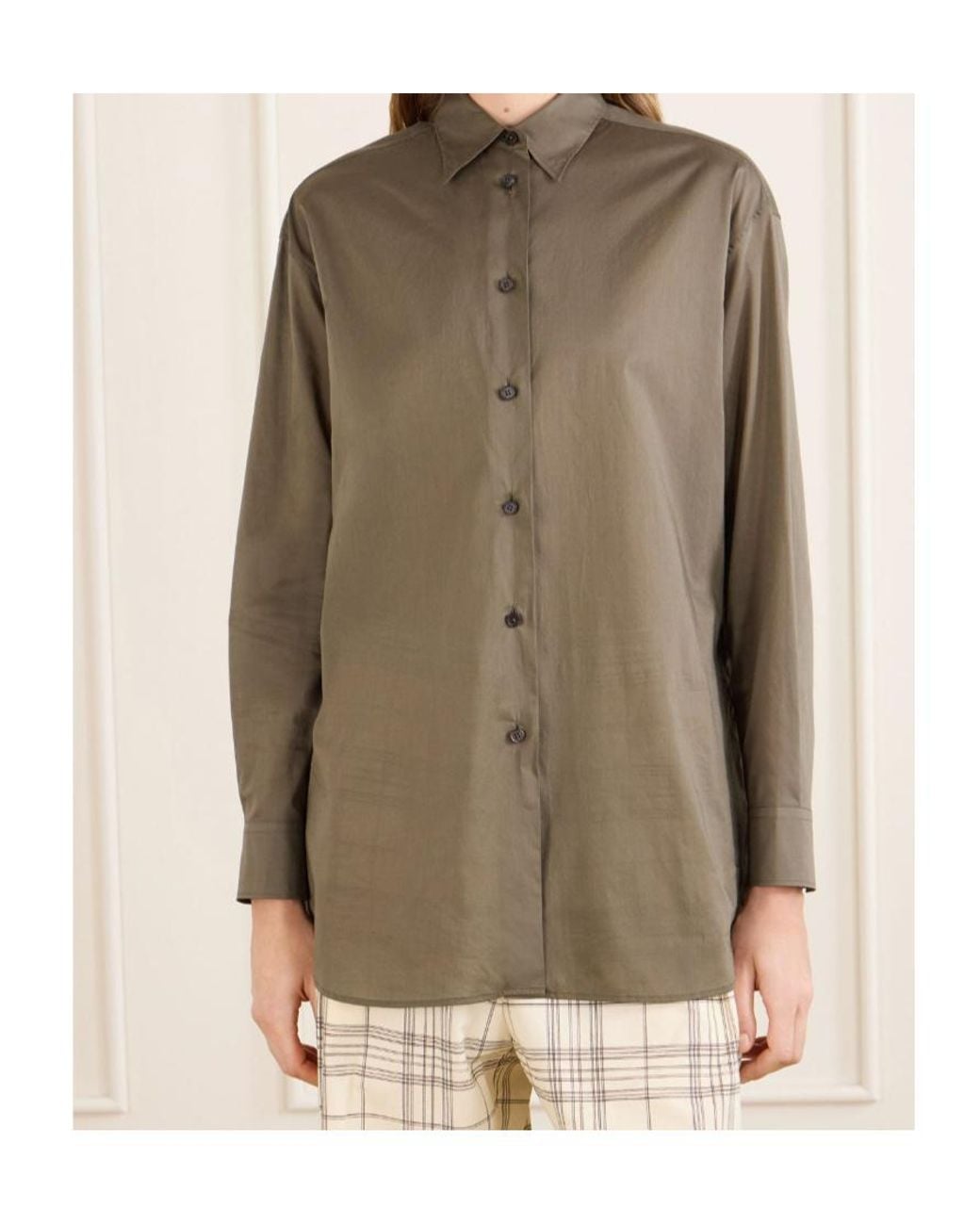 Jil Sander Brown Box-Pleat Long-Sleeve Shirt