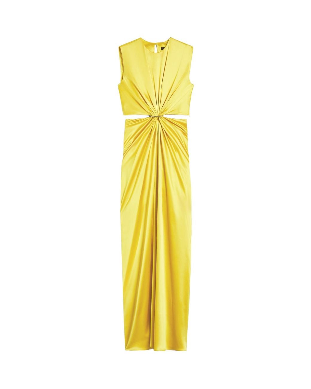 Max Mara Yellow Pianoforte Panaro Hourglass Gathered Sleeveless Dress