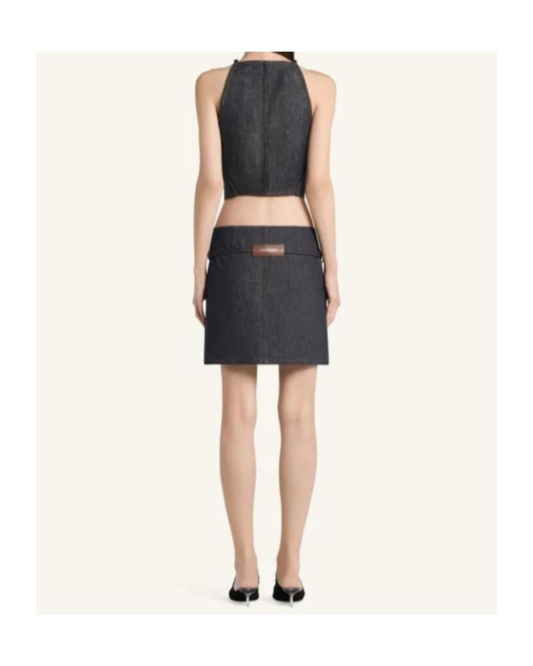 Courreges Black Double Pocket Denim Skirt