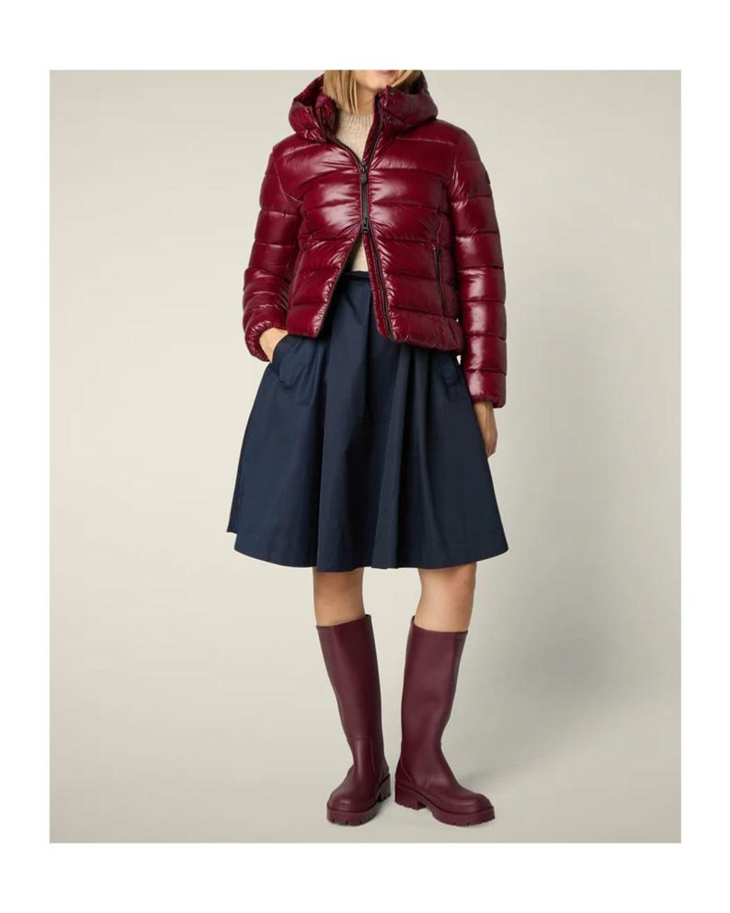 Save The Duck Red Logo Patch Padded Jacket