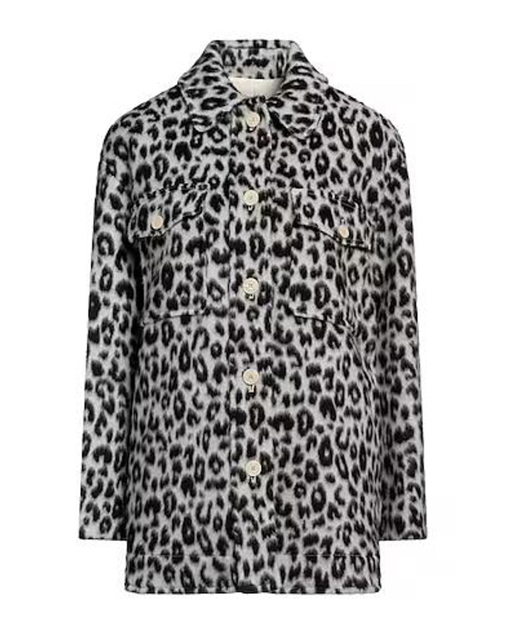 Isabel Marant Black Leopard Print Single-Breasted Coat
