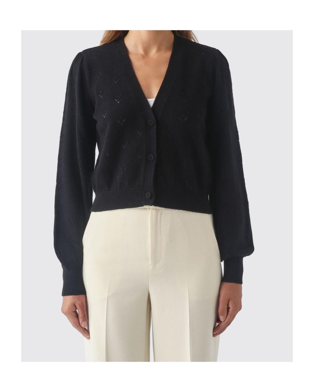 Twinset Black Knit Cardigan With Heart Pattern
