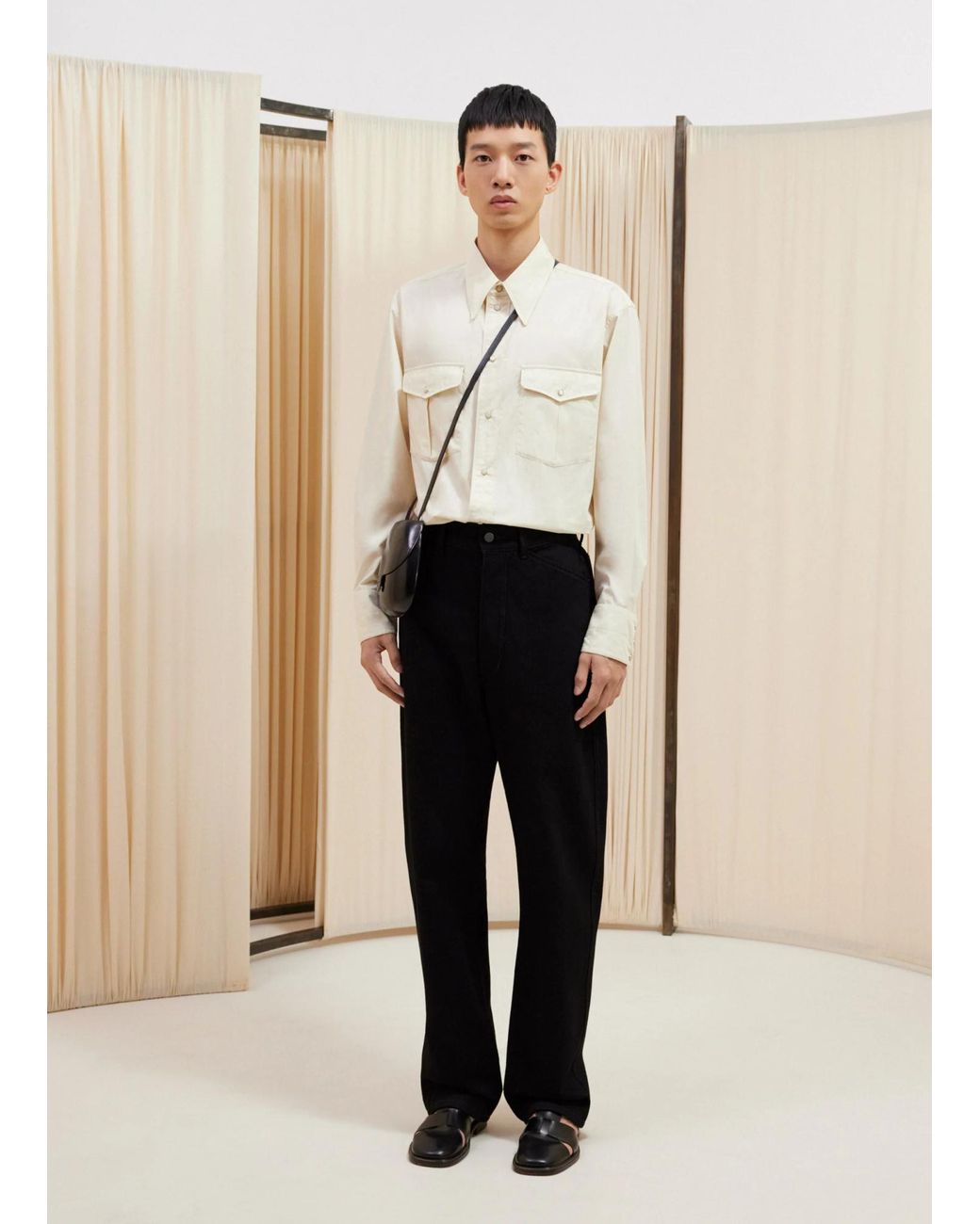 Lemaire White Long-Sleeved Button-Up Shirt for men