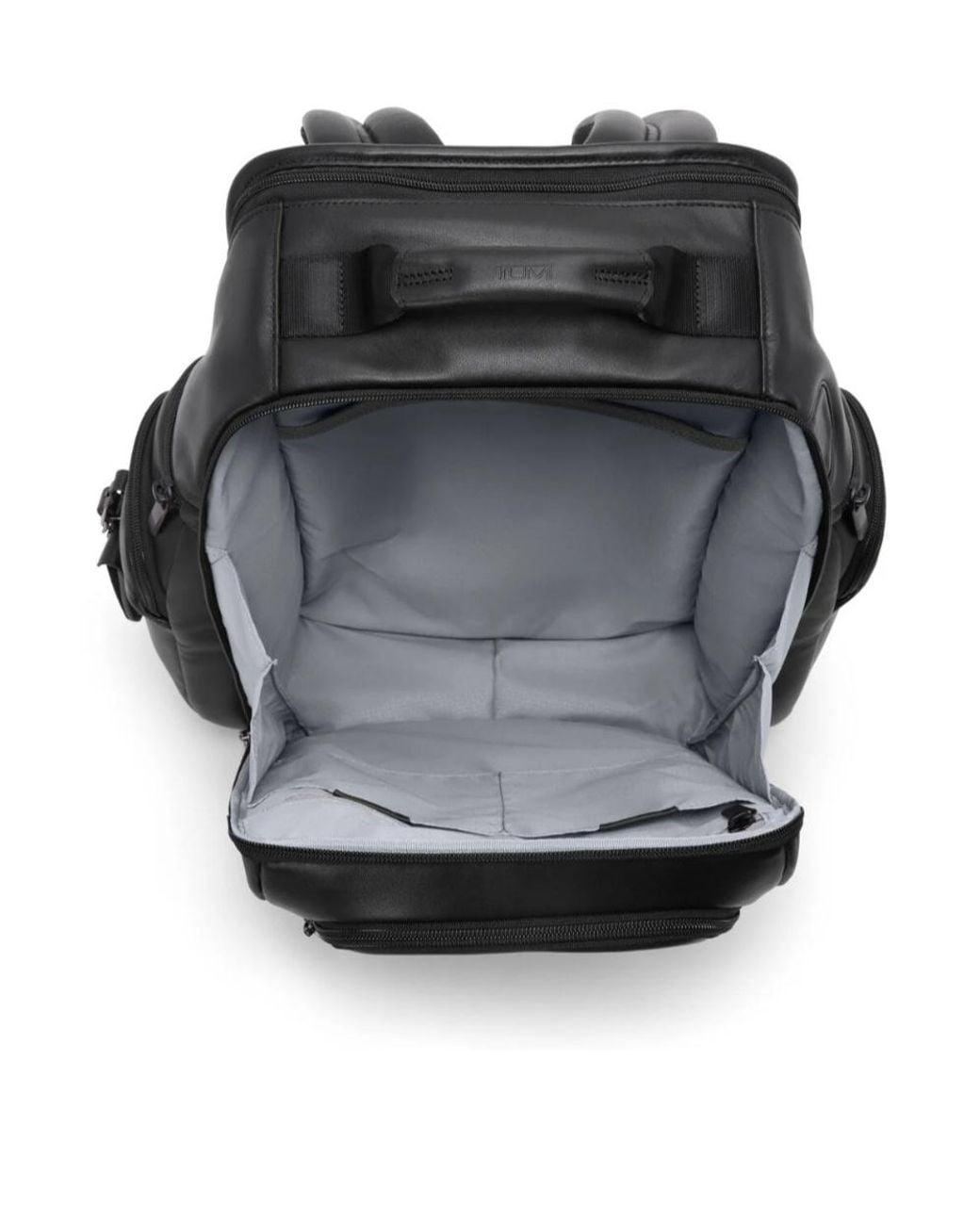Tumi Black Leather Laptop Backpack for men