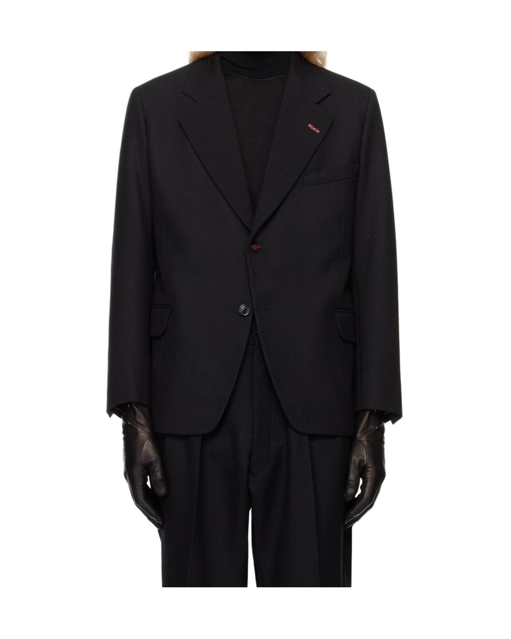 Maison Margiela Black Herringbone Single-Breasted Blazer for men