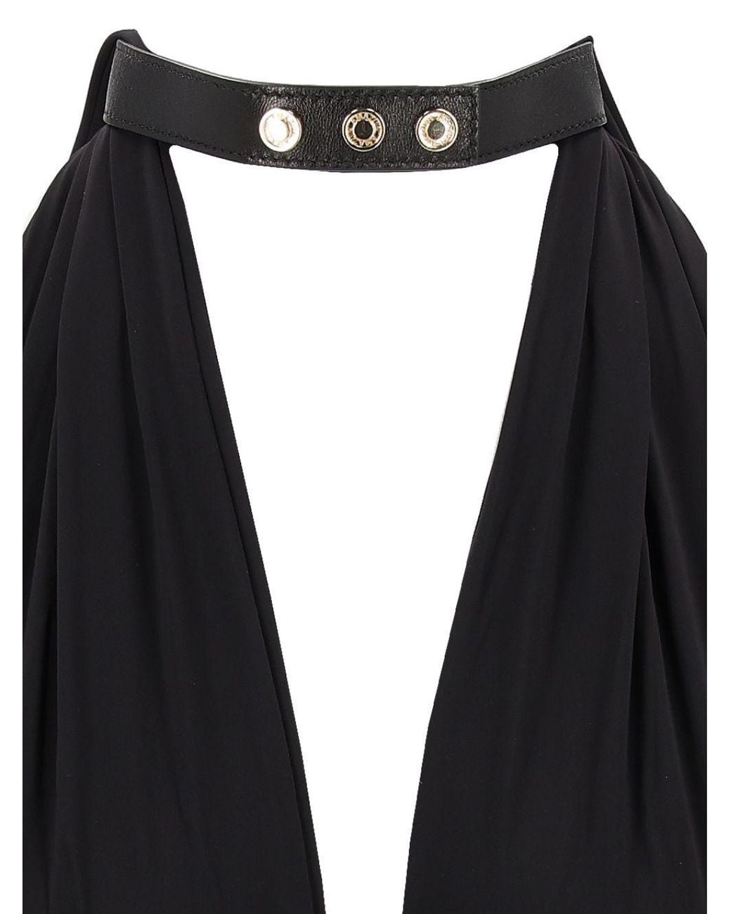 Amazuìn Black Ember Plunge Halterneck Bodysuit