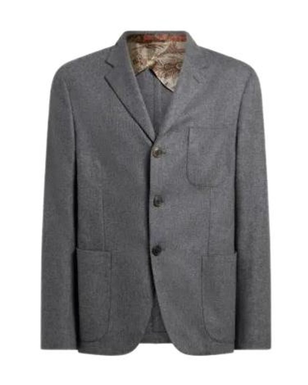 Etro Gray Single-Breasted Jacket for men