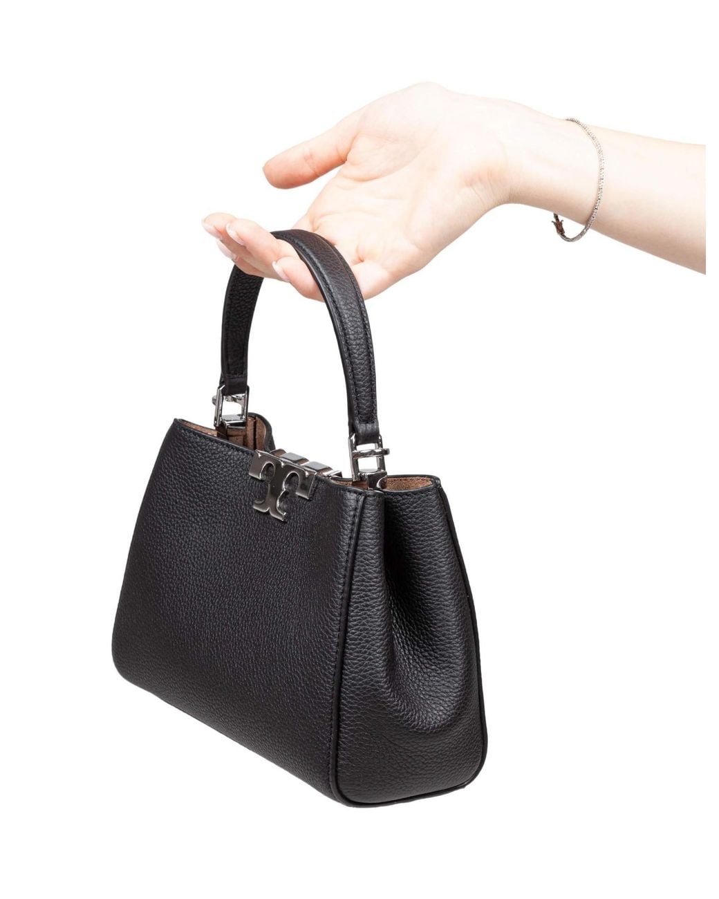 Tory Burch Black Eleanor Pebbled Mini Satchel Bag