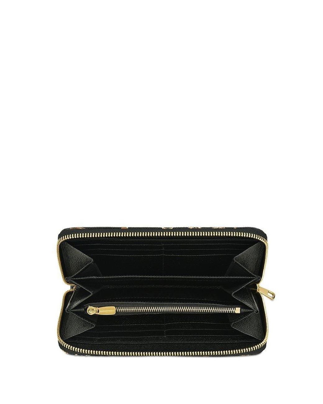 Dolce & Gabbana Black Printed Zipper Wallet