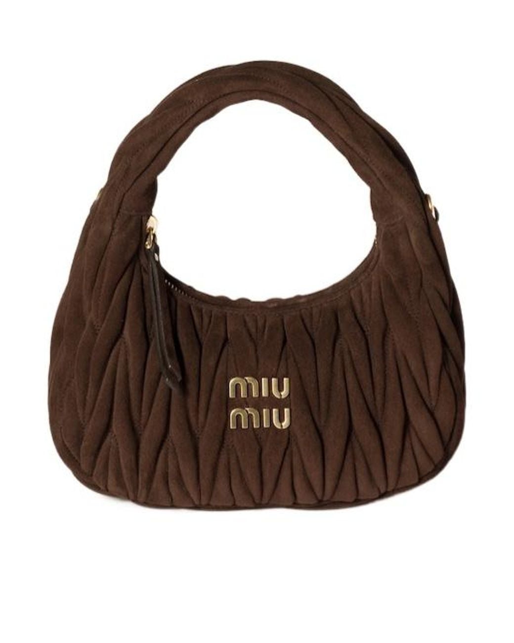 Miu Miu Brown Wander Matelassé Zipped Handbag