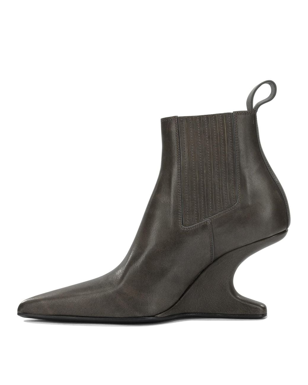 Rick Owens Black Pointed-Toe Ankle Boots
