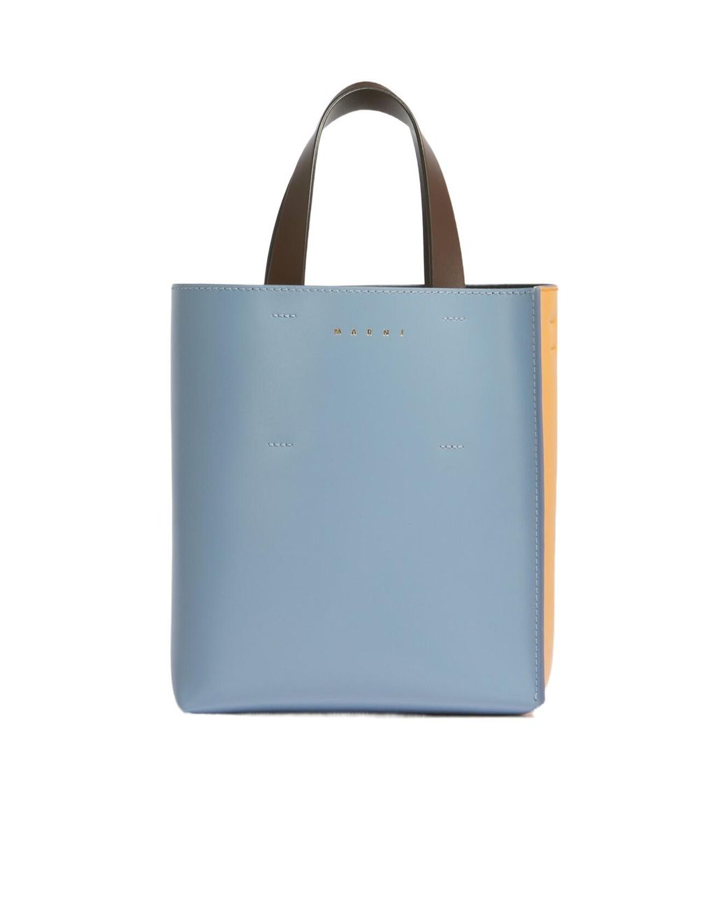 Marni Blue Logo Printed Two-Toned Tote Bag