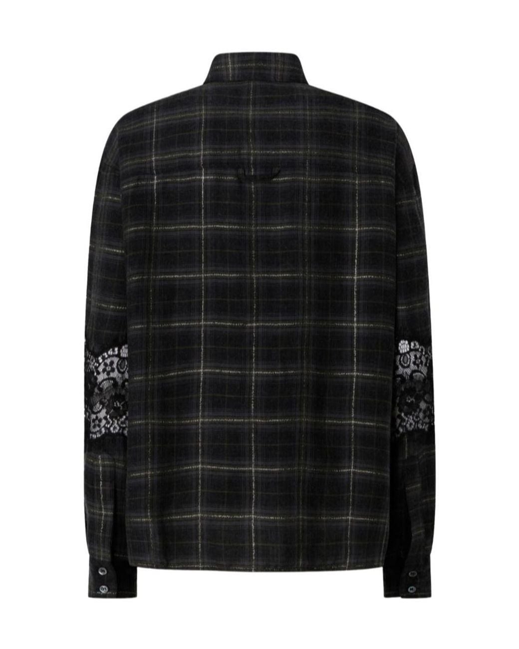 Pinko Black Checkered Long-Sleeve Shirt