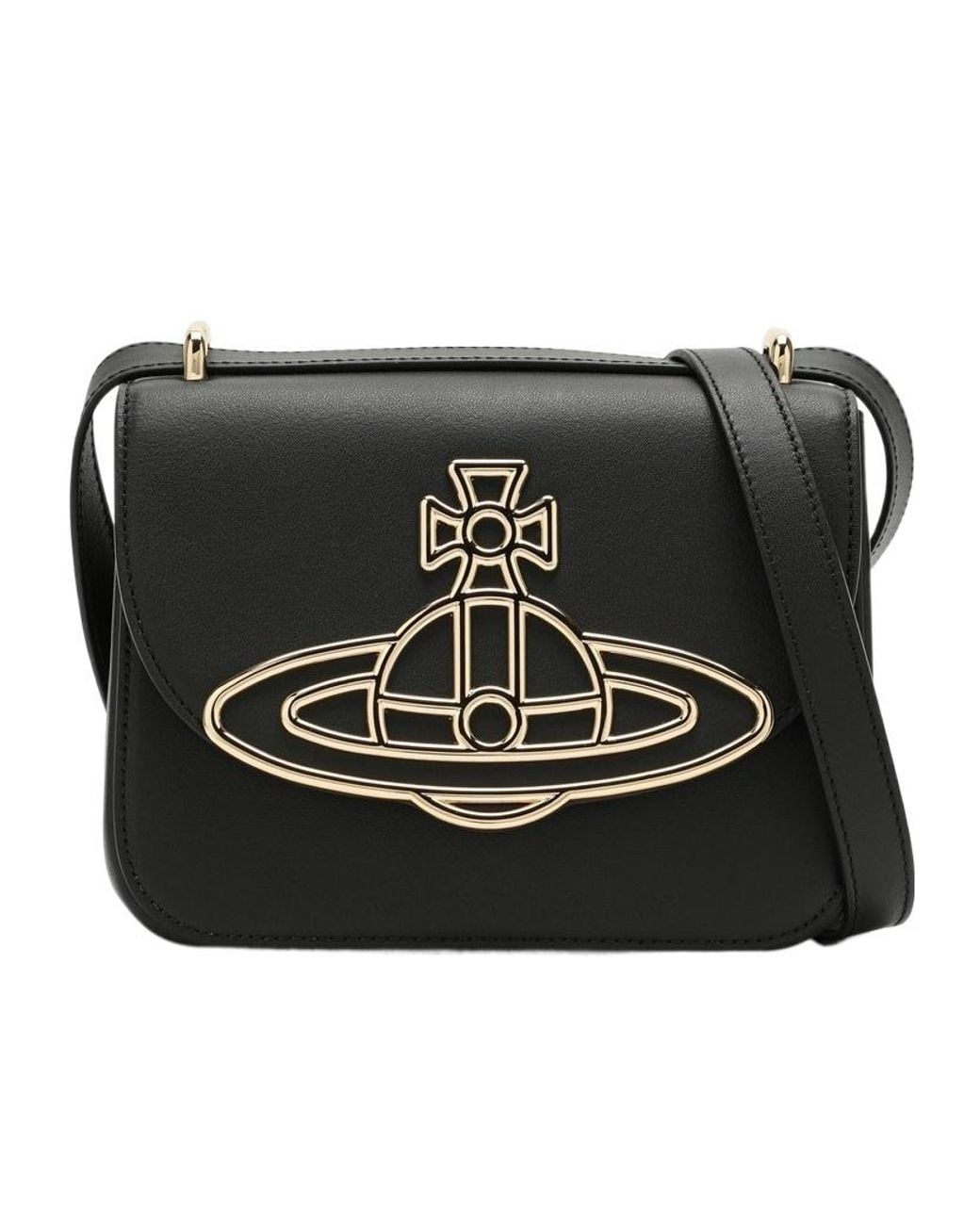 Vivienne Westwood Black Linda Orb Plaque Small Crossbody Bag