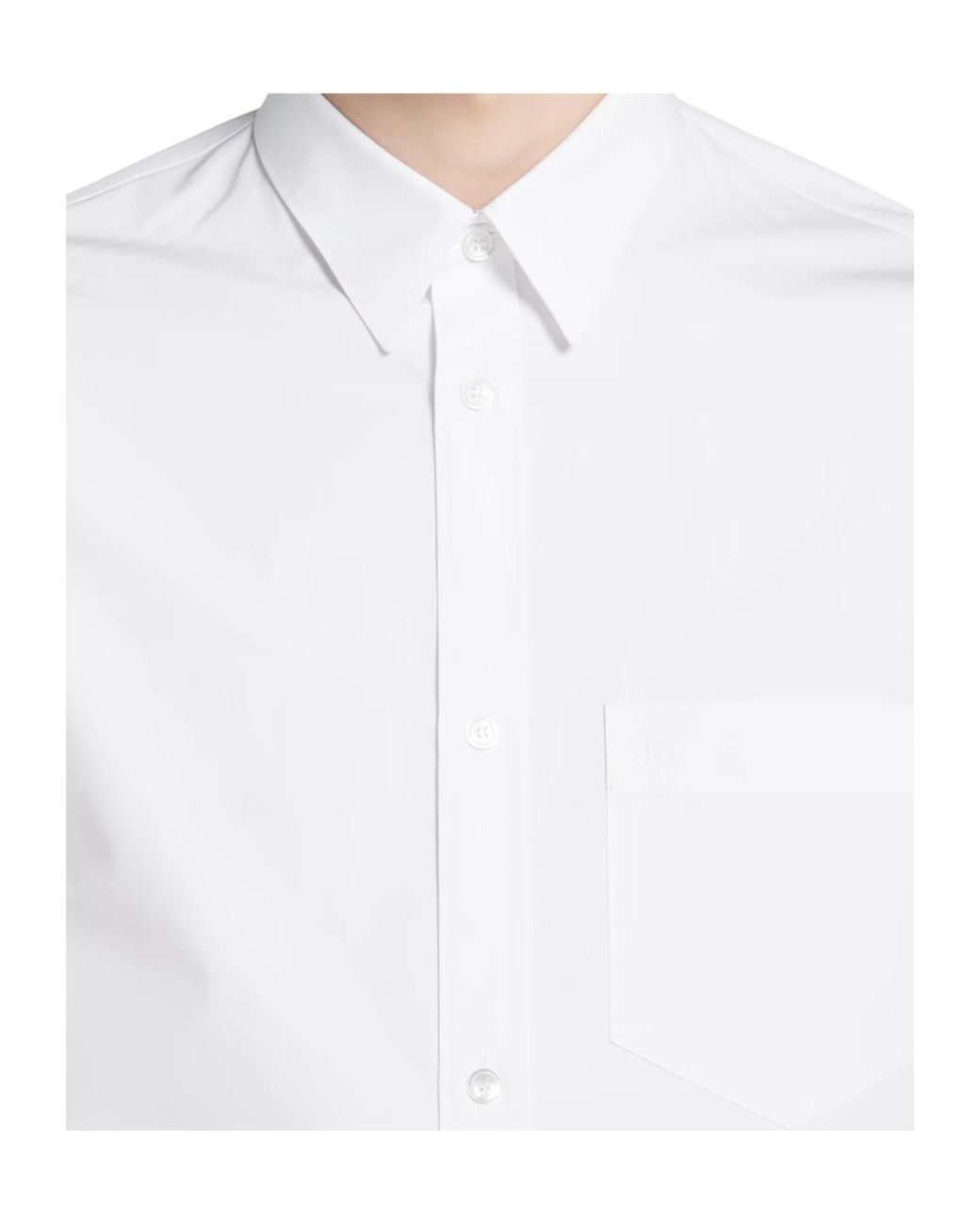 Gucci White Embroidered Poplin Shirt for men