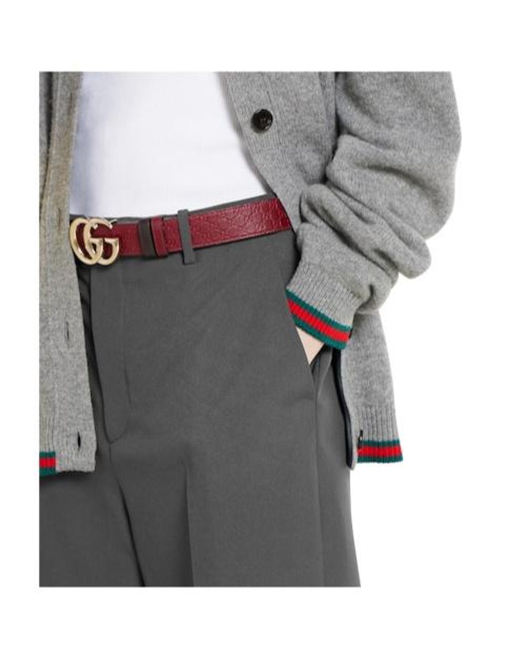 Gucci Gray Web Detailed Cardigan