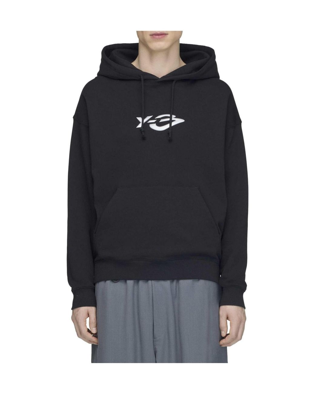Y-3 Black French Terry Liquid Logo Hoodie for men