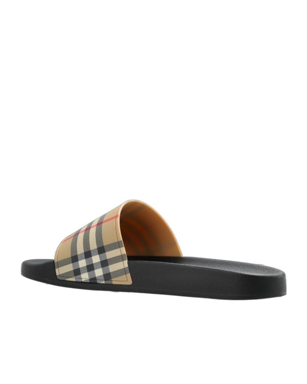 Burberry White Check Printed Slip-On Slides for men