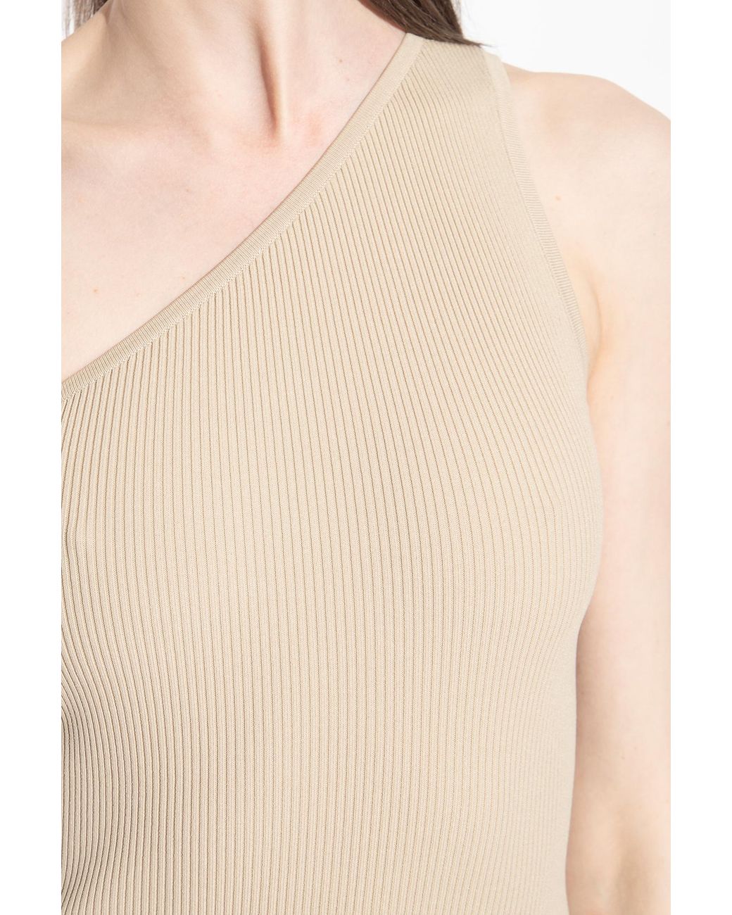 Totême White Totême One-Shoulder Ribbed Dress
