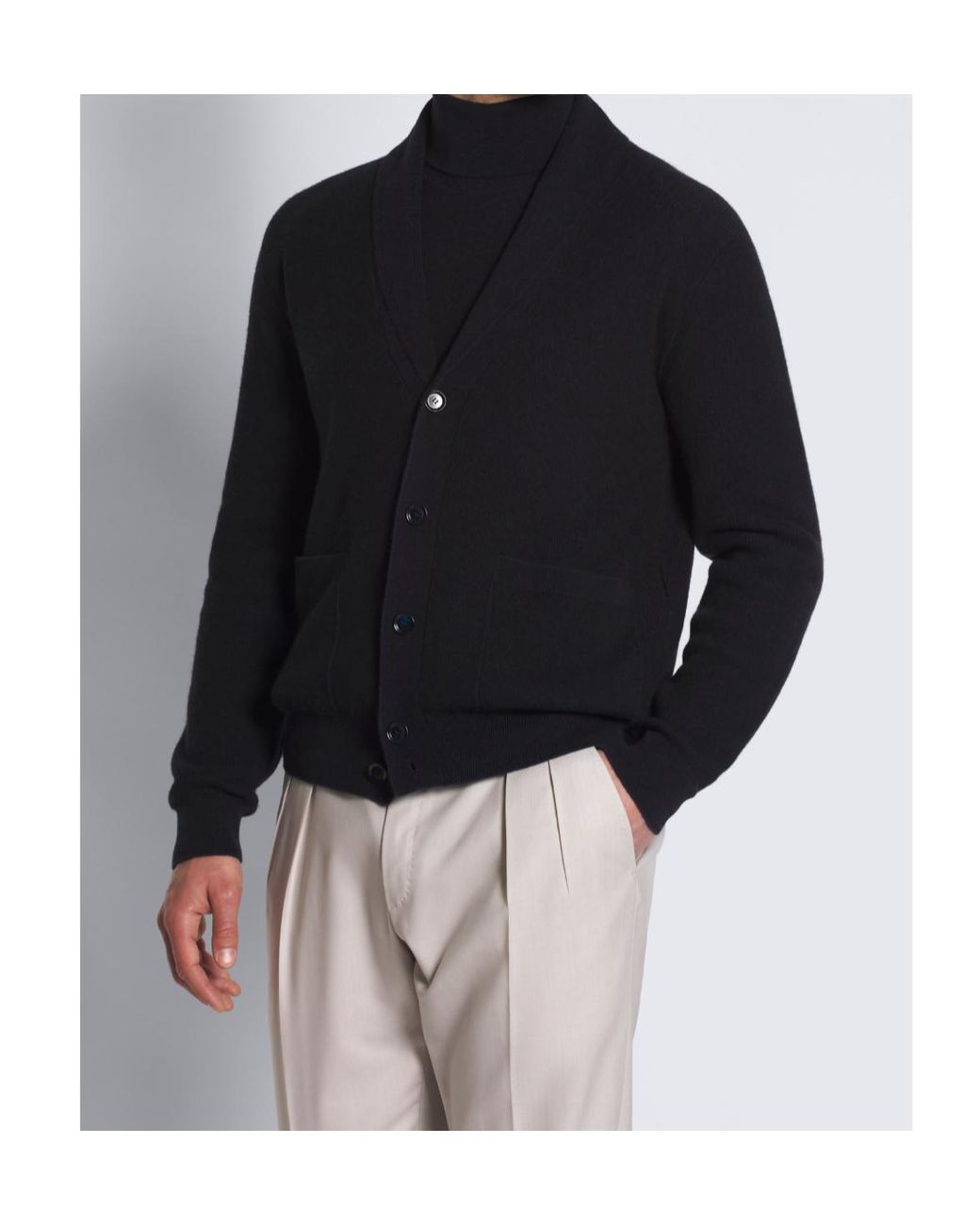 Brioni Blue Shawl Collar Knitted Cardigan for men