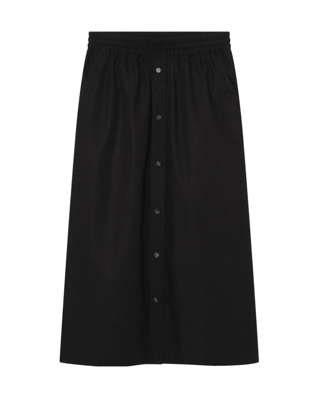 A.P.C. Black Elastic Waistband Midi Skirt