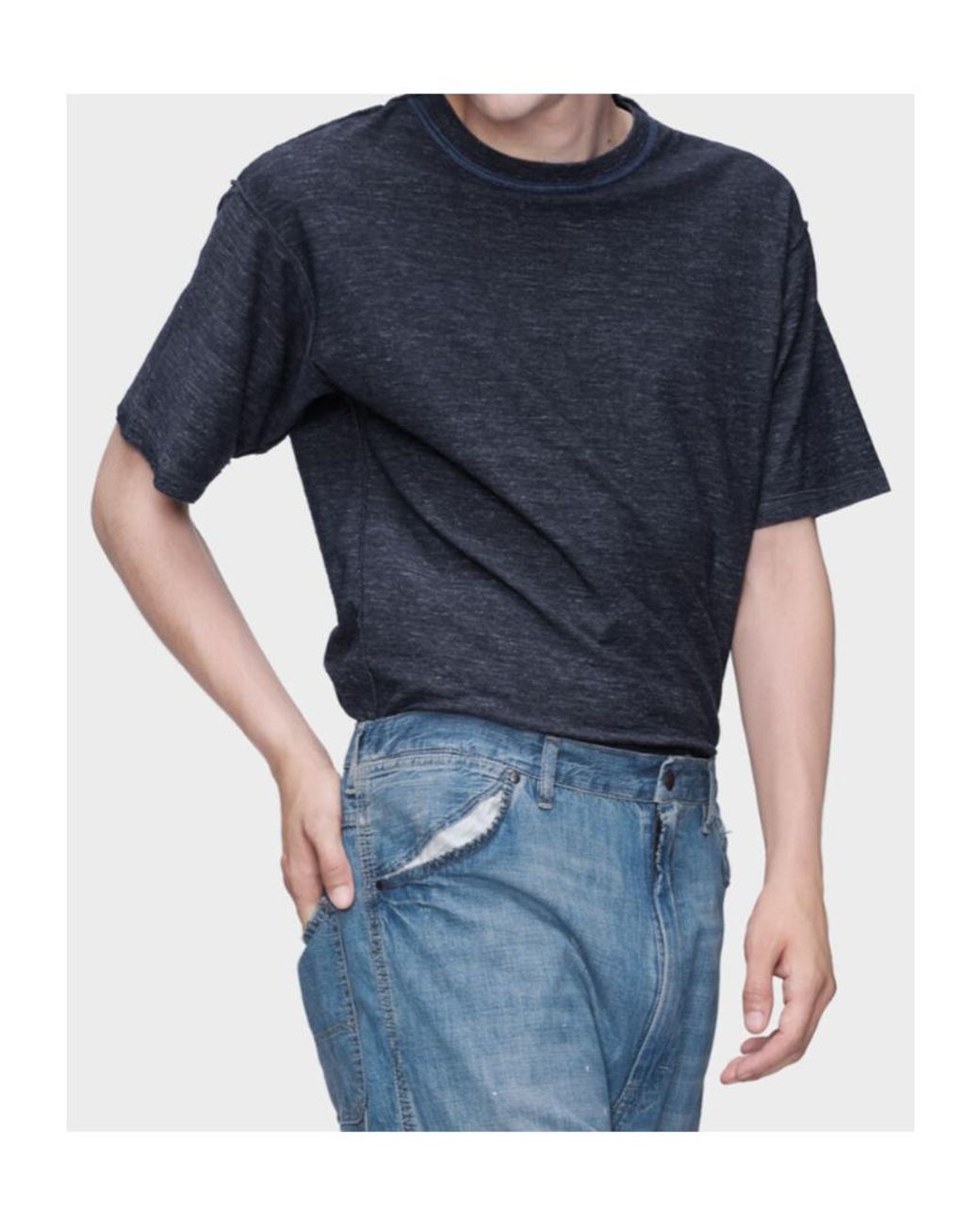 Maison Margiela Blue Relaxed Crew Neck T-Shirt for men