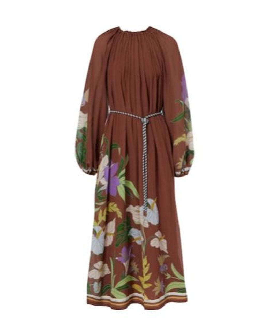 ALÉMAIS Brown Alfie Gathered Cotton And Silk Midi Dress