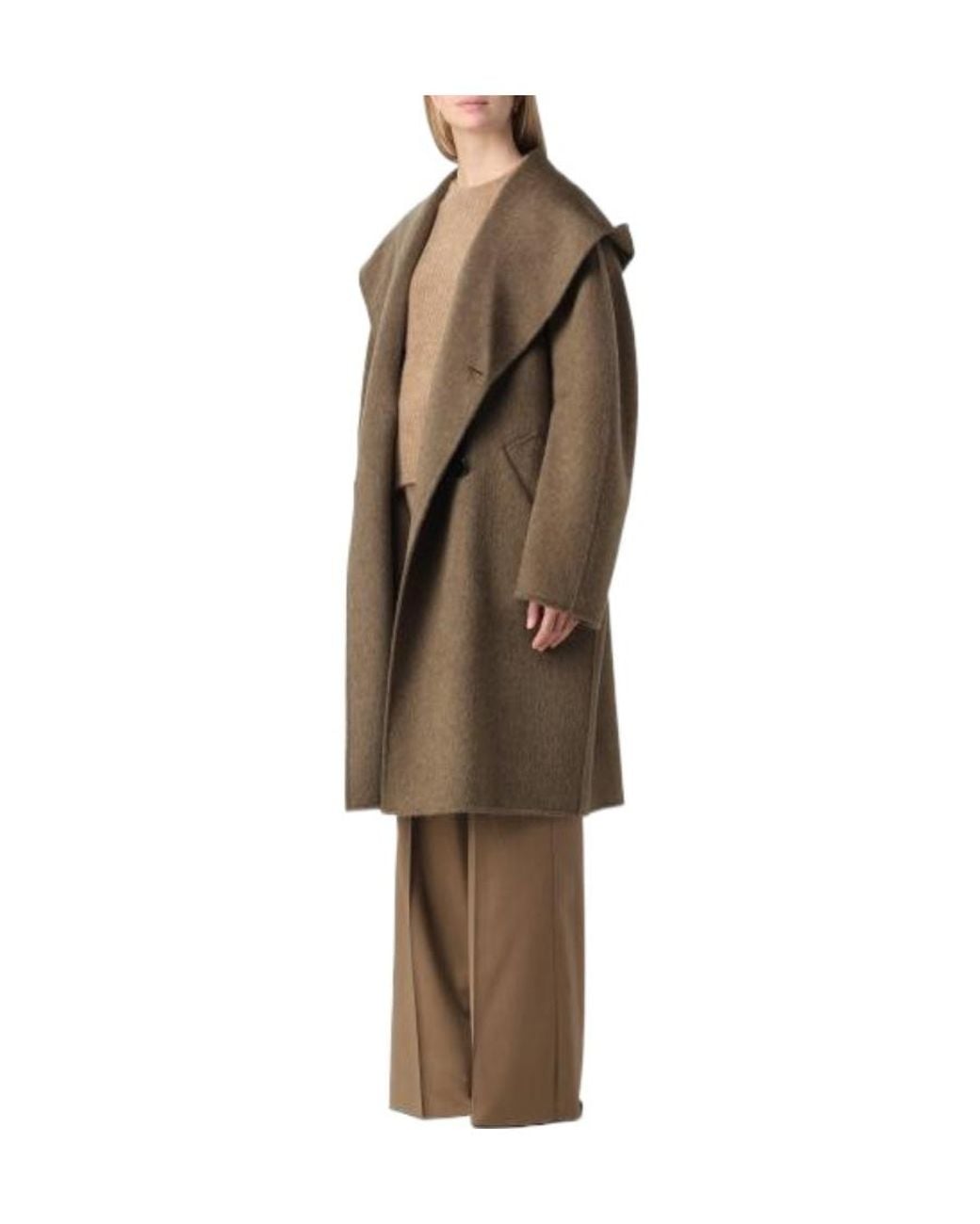 Max Mara Natural Double-Breasted Long-Sleeved Coat