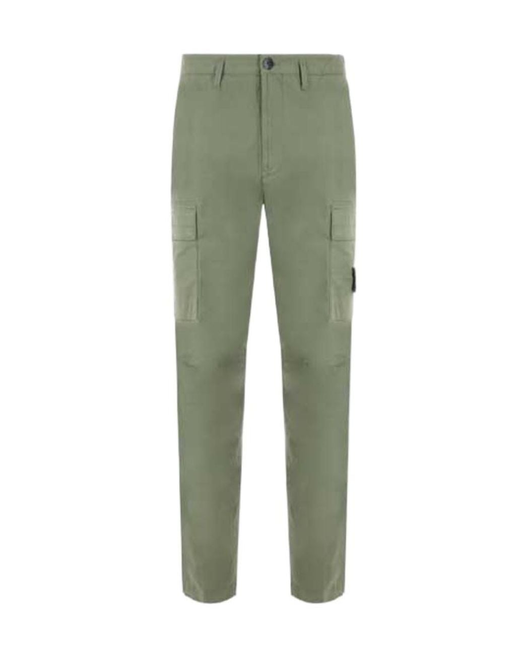 Stone Island Green Logo Patch Cargo Pants for men