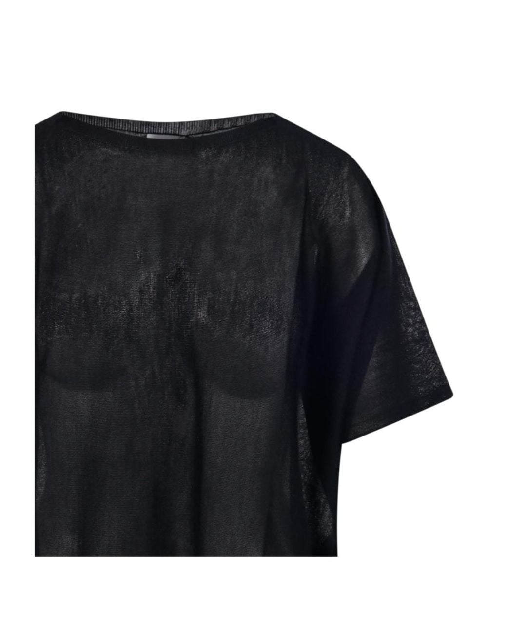 Roberto Collina Black Sheer Short-Sleeve Knitted Top
