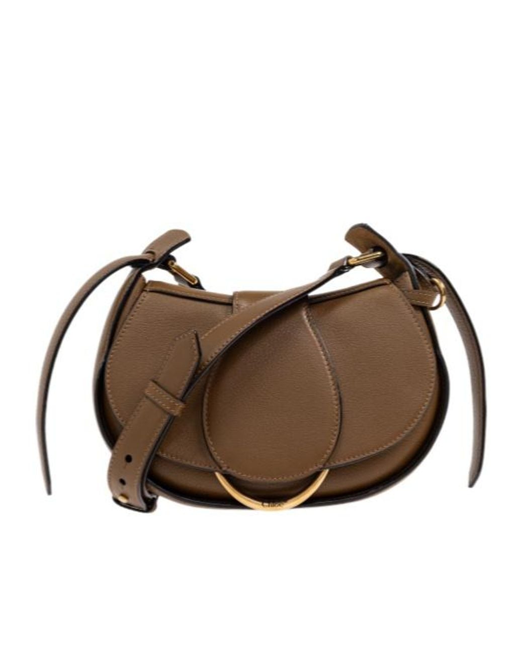 Chloé Brown Chloé Ride Logo Detailed Crossbody Bag