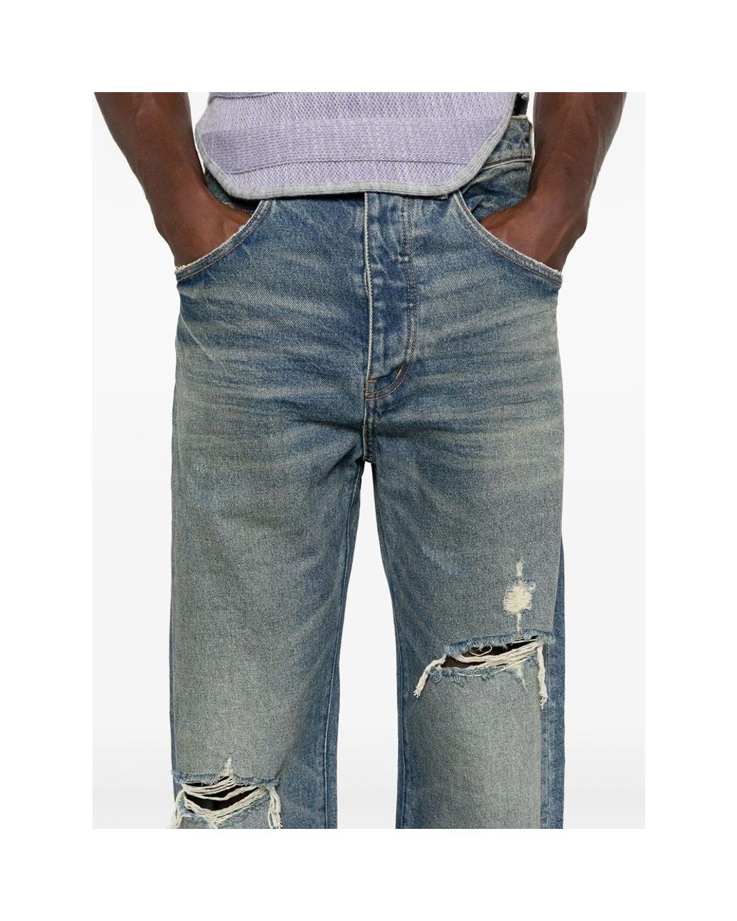 Purple Brand Blue Belt Loop Jeans for men