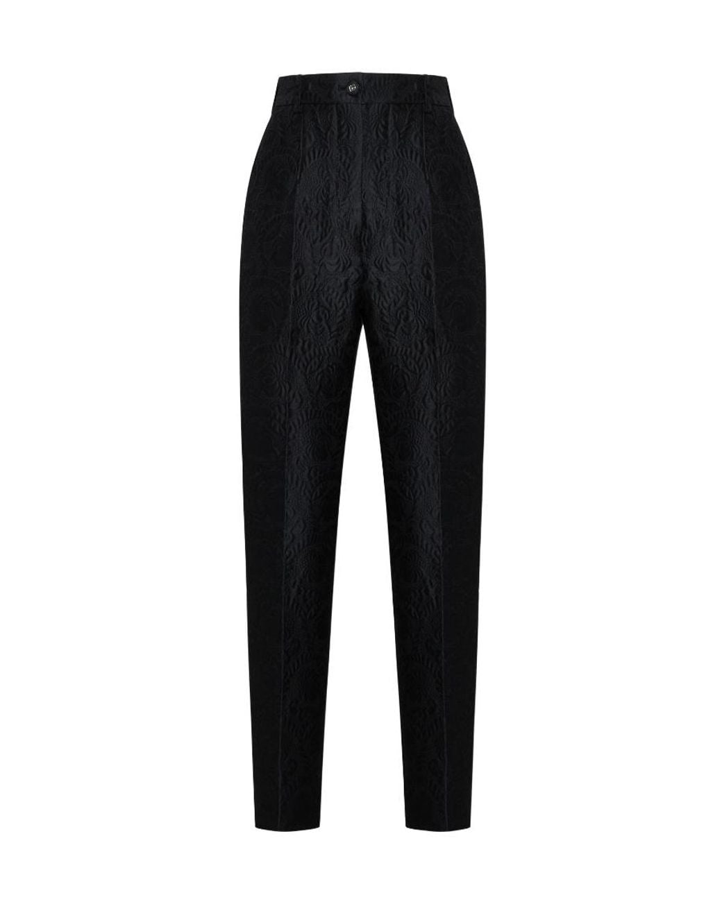 Dolce & Gabbana Black Floral Jacquard Tailored Pants